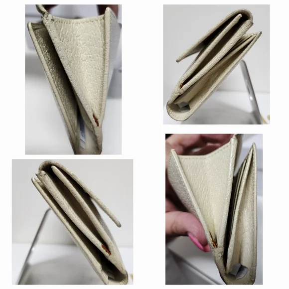 GUCCI G Clasp Continental Pebble Grain Ivory Leather Wallet Auth #035.2778.2097 - Picture 7 of 16